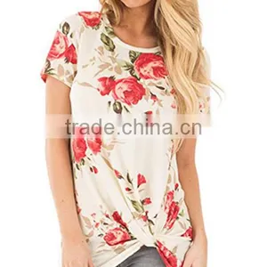 New Design 2017 Summer Short Sleeve Floral Blouse thumbnail-1