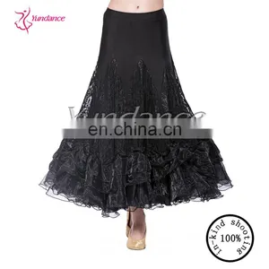 Black Ballroom Dance Skirt Long Custom Made AB042B thumbnail-1