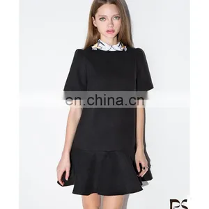 2016 Hot Selling Popular Bird Collar Black Peplum Dress Fashionable Mature Women Wear thumbnail-1