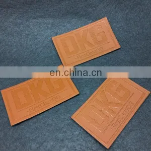 Custom Fashion Collection Shiny PU Metal Logo Tags Fake Designer Jeans Labels Leather Patches For Luggage Handbag Clothing Pants thumbnail-2