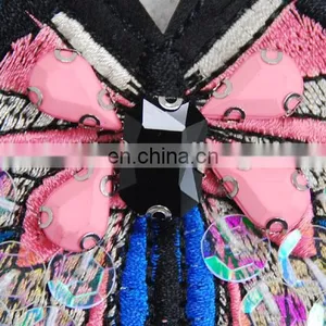 Good Quality Wholesale Beaded PINK Butterfly Embroidery Patch for Clothing thumbnail-3