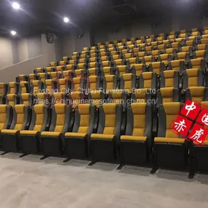 Foshan Factory Offer High Quality Rocking&folding Leather Cinema Chair With Moving Cupholder thumbnail-3