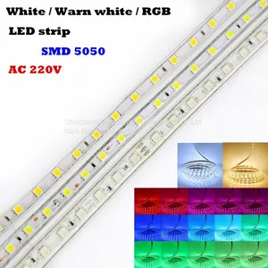 220V 60leds/m IP67 Waterproof Led Light Strip SMD5050 1 Meter Flexible Led Strip Light Christmas Party Led Flexible Tape thumbnail-1
