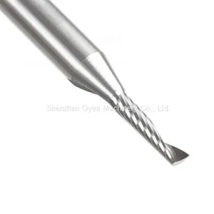 Carbide CNC Spiral 'O' Single Flute, Aluminum Cutting 3 Dia x 12 x 6 Shank x 64mm Long Up-Cut Router Bit thumbnail-2