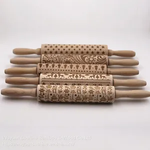 Wooden Rolling Pin,Made of Beech Wood,with Laser Printing thumbnail-2