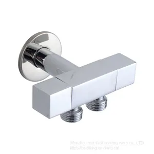 All Copper Square Multi-function Three-way Angle Valve One in Two Out thumbnail-2