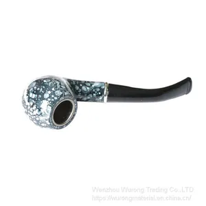 145mm Length Wooden Resin Medium Tobacco Pipe With Dark Blue and White Porcelain Head for Smoking thumbnail-2