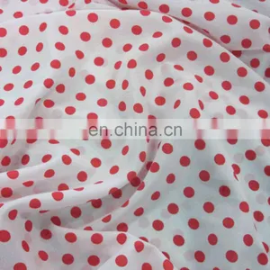 2020 High Quality 100% Polyester Polka Dot Printing Chiffon Fabric for Women Dress Blouse Pants thumbnail-6