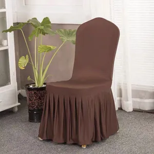 Gold Elastic Stretch Spandex Skirt Banquet Chair Covers for Wedding Party Banquet Event Restaurant thumbnail-3