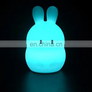 2020 New Design Animal Shaped Cute Rabbit LED Night Light Silicone Night Lamp For Kids thumbnail-4