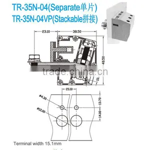 Feed Through Terminal Blocks With 15.10mm Pitch Terminal Block Manufacturers thumbnail-1
