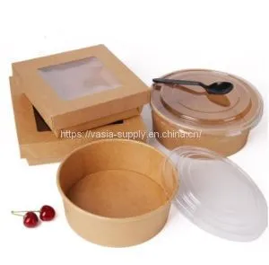 China Supplier Brown Paper Soup Bowl Food Packaging Container Takeaway Disposable Tableware With Lid Offset Printing thumbnail-1