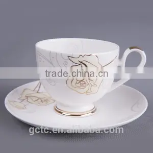 Bone China Cup and Saucer With Gold Rose thumbnail-1