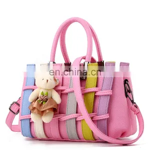 2021 Hot Selling Fashion, Colored Hand Bags Ladies Crossbody Purses Handbag Women With Free Bear/ thumbnail-1
