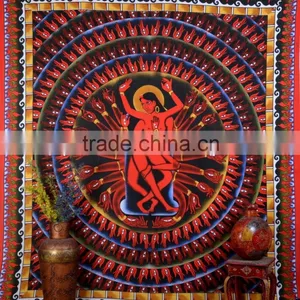 Indian Tapestry Cotton Goddess Print Vintage Wall Hanging Hinduism Art Tapestries Throw Bedsheet thumbnail-2
