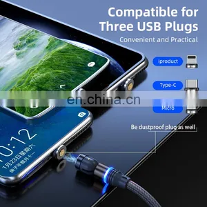 Wholesale 3 in 1 Phone Cable 540 Rotation Fast Charging Magnetic 3 In 1 Usb Charging Cable Type C Data Cable thumbnail-5