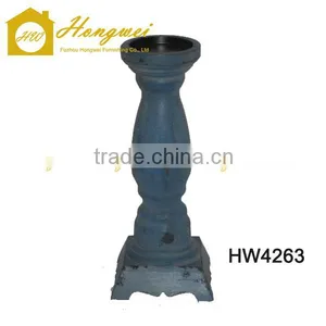 Hongwei Antiquated Dark Blue Wooden Candle Holder thumbnail-1