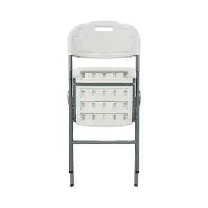 Portable Folding White Plastic Chair thumbnail-2