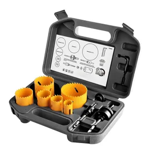 10pcs Wood and Metal Drill Hole Cutting Carbon Steel Wood Hole Saw Set Bi-Metal Hole Saw Kit @ Workiotools thumbnail-1