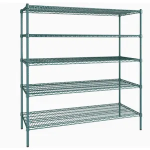 Heavy Duty Wire Shelf, Wire Shelving Freestanding Green Coated Heavy Duty Durable Steel Wire Rack Shelving thumbnail-1