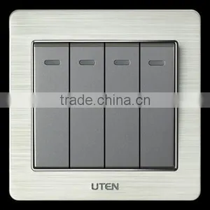 Hot Sell! Aluminium Alloy Panel Switch, 4 Gang 1 Way Switch thumbnail-1
