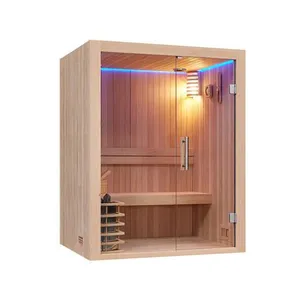 Modern Electric Double-deck Wooden Traditional Single or 2 Person Sauna for Outdoor Use in China Factory thumbnail-4