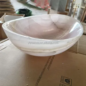 Natural Pink Onyx Marble Irregular Countertop Hand Wash Sink Factory Direct Custom Size for Hotel Villa Bathroom High-End Decor thumbnail-2