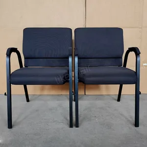 Premium High Quality Steel Frame Comfortable Padded Commercial Modern Church Chairs Fabric thumbnail-1