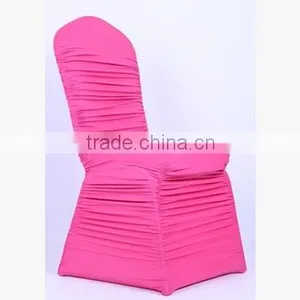 Plum Wrinkle Stretch Banquet Chair Cover, Elegant Ruffled Elastic Spandex Chair Cover thumbnail-1