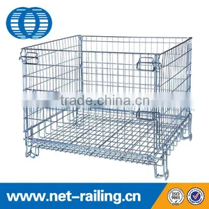 Zinc Plated Folding Metal Storage Stacking Wire Mesh Container thumbnail-1