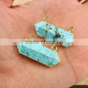 JF6922 2016 Newest Gold Electroplated Double Point Bail Loop Turquoise Pendants thumbnail-2