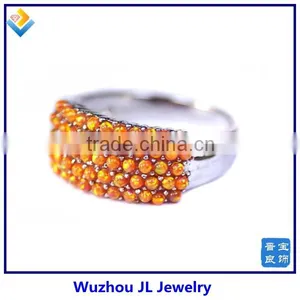 2014 Hot Sale Style 1.5mm Opal Beads Fashion Silver Ring Wave Opal Gems Ring thumbnail-1