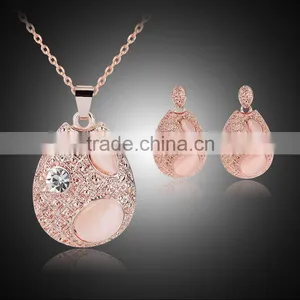 Lovely 18K Rose Gold Plated Opal Jewelry Fashion Necklace and Earring Set thumbnail-4