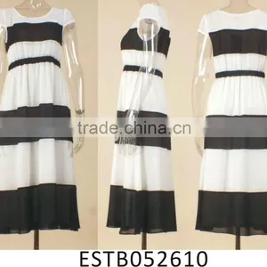 Ladies Chiffon Striped Summer Maxi Dresses thumbnail-1
