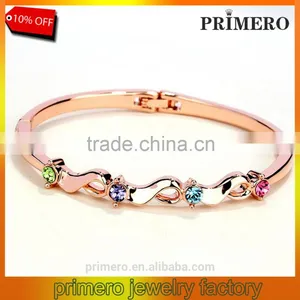 New 18k Rose Gold Filled Twist Clear Austrian Crystal Wrist Bracelet Bangle Jewelry thumbnail-1
