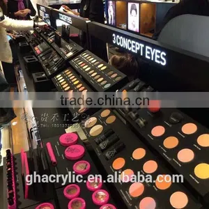Customized 3ce Cosmetic Display,black Organic Glass Makeup Display Stand thumbnail-2