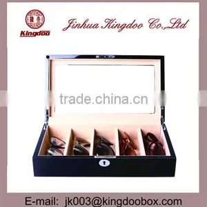 Jinhua Supplier Rectangular Wooden Handmade PU Leather Sunglasses Box With Window thumbnail-6