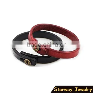 >>New Arrival Classic Plain Leather Bracelet,button Leather Bracelet// thumbnail-1