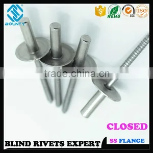 FACTORY A2 A4 304 316 STAINLESS STEEL LARGE FLANGE HEAD SEALED TYPE POP RIVETS thumbnail-1