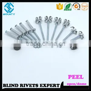 HIGH QUALITY OPEN END MANUFACTURER BUTTON HEAD AL/ST POP PEEL TYPE RIVETS thumbnail-1