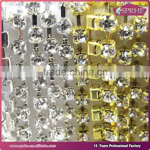 Gold Metal Crystal Cup Chain Rhinestone Chains for Bridal Dress thumbnail-2