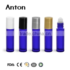 10ml Perfume Glass Roll on Bottle Blue Frosted thumbnail-1