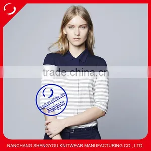 High Quality Yarn Dyed Women Polo Shirt Manufactures China thumbnail-1