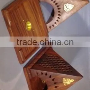 DESIGNER VRINDA WOODEN INCENSE BURNER-DECORATIVE BURNER-ROSE WOOD BURNER NWIB004 thumbnail-1