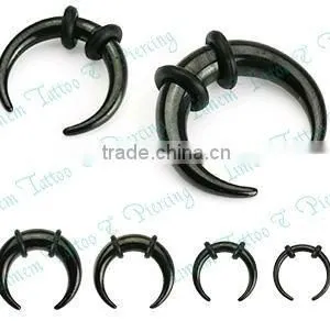 Water Buffalo White Bone U-Shape Stretchers SPIKE SPIRAL UV Acrylic Ear Piercing Ear Expander thumbnail-1