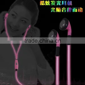 Most Popular Sport Visible Flowing LED Glow Flash Light Stereo Earphone With Mic EL Glowing Headsets thumbnail-4