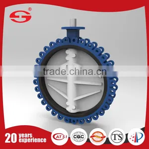 Al-bronze Line-type Soft Seated Rubber Lined DN400 Worm Gear Operated EPDM Seat Center Butterfly Valve thumbnail-1