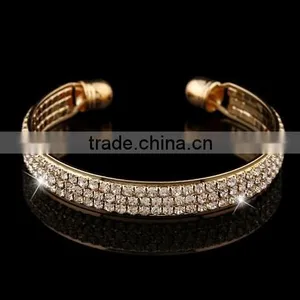Fashion Women Girl Crystal Rhinestone Charm Bracelet Open Cuff Bangle thumbnail-2