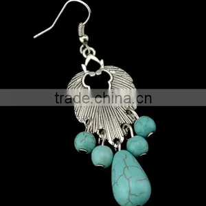 2016 New Design Boho Vintage Alloy Turquoise Long Earrings For Women thumbnail-5