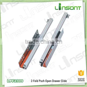 Factory Supply 2-fold Undermount Push Open Telescopic Slide Furniture Fittings Drawer Slide thumbnail-1